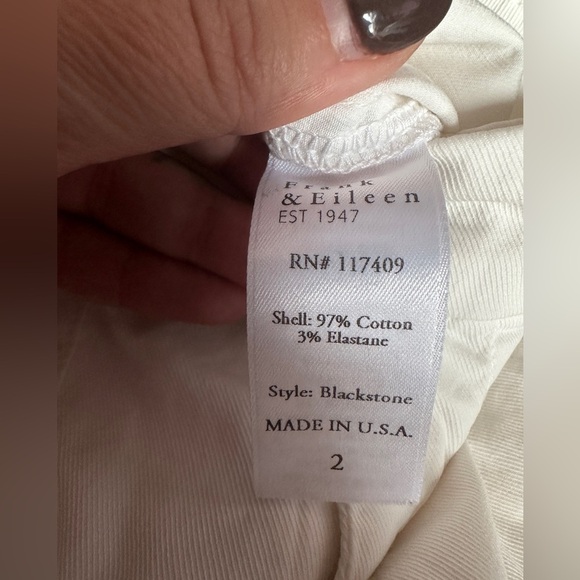 Frank & Eileen Blackstone Utility Pant Italian Twill cream/off white Size 2 - Picture 5 of 12